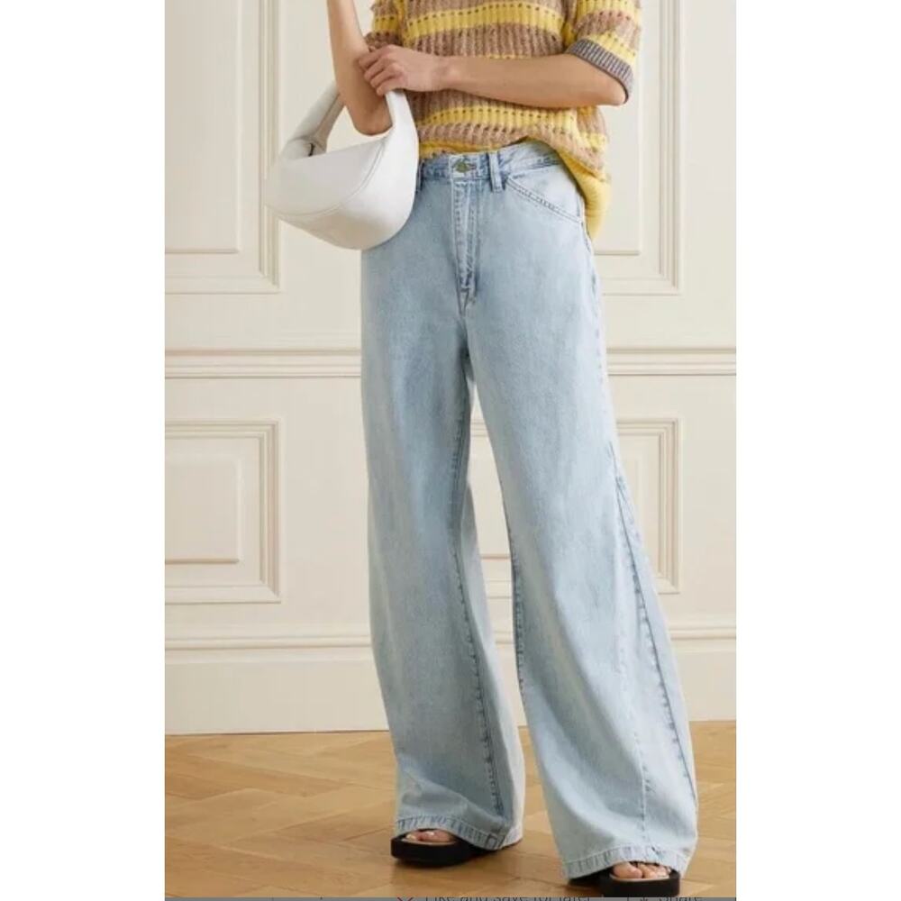 Frame Denim Pale Blue Wide Straight Jeans